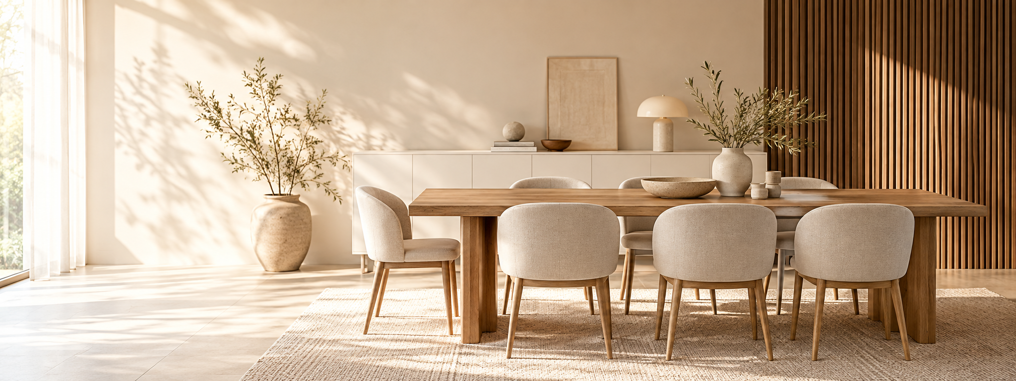 Doğal ışık alan modern yemek odası